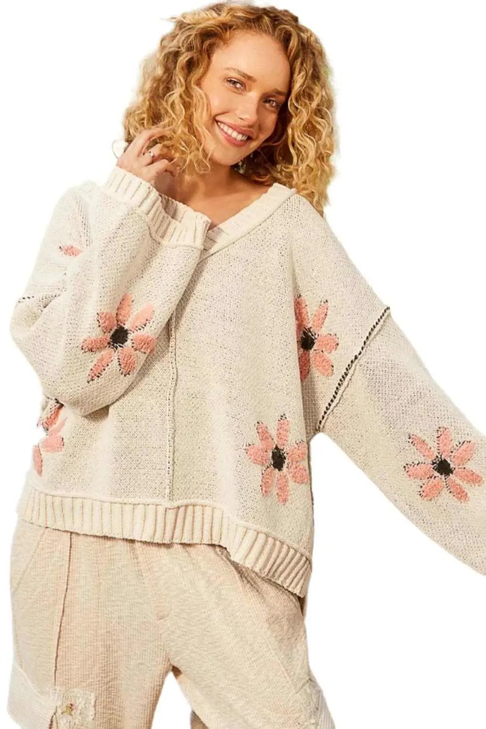 Chic floral chenille sweater - Love Salve